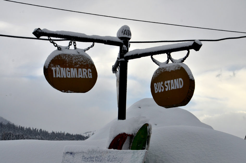 snow covered sign boards, gulmarg