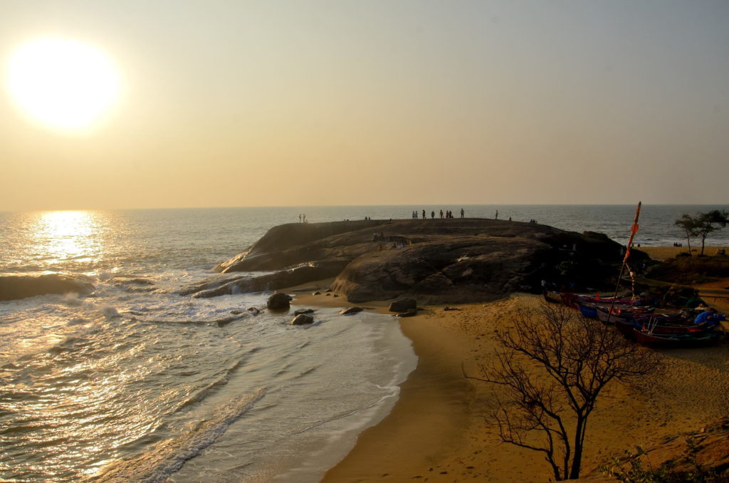 the giant Rock formations at Someshwara Beach, Mangalore